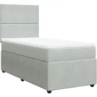 vidaXL Boxspring met matras fluweel lichtgrijs 90x200 cm