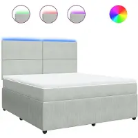 vidaXL Boxspringbed met matras, lichtgrijs, 180x200 cm, fluweel