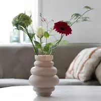 Vase the World Vaas Maputo | Small | Matte ivory - Mat Beige | Ø18 x H24 cm