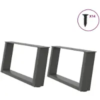 vidaXL Salontafelpoten 2 st U-vormig 60x(30-31) cm staal antraciet