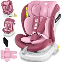 Kidiz Autostoeltje / Babyautostoeltje Isofix Top Tether 360° draaibaar Groep 0/1/2/3 vanaf de geboorte 0-36kg Met zonnekap Zijbescherming 5-puntsgordel Hoofdsteun Verstelling ECE R 129/03 - Roze