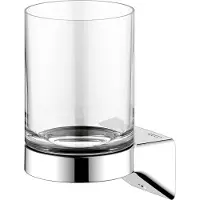 Keuco ROSE Tandenborstelbeker-houder om vast te lijmen of te boren, hoogglans chroom en helder kristalglas, glashouder voor de badkamer, lijmset inbegrepen, tandenborstelhouder, wandmontage