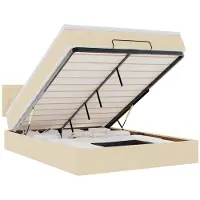 vidaXL Bed met matras 140x190 cm stof crèmekleurig
