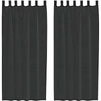 vidaXL Gordijnen voile met tab top 2 st zwart