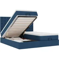 vidaXL Ottomanbed met matras, blauw, 160x200 cm, met stoffen bekleding