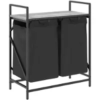 vidaXL Wasmand 2 vakken met plank grijs sonoma eiken