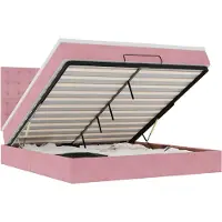 vidaXL Ottomanbed met matras en LED-verlichting, roze, 160x200 cm, fluweel