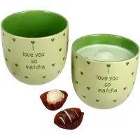 MamboCat Set van 2 I LOVE MATCHA mokken zonder handvat groen steengoed - 24302468