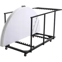 Oviala - 6 inklapbare ronde tafels van 180 cm en een transportkar - REKKEM