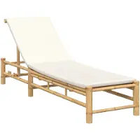 vidaXL Ligstoel met kussens 55x199x30 cm bamboe