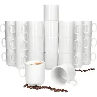 MamboCat Set van 24 EVENT stapelbare koffiemokken wit porselein 250 ml