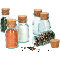 MamboCat Set van 6 kruidenpotjes groen 125ml + kurk - voor het bewaren van kruiden & specerijen