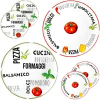 MamboCat Set van 6 pizzaborden tomaat Ø 31cm - 3x groen & 3x rood