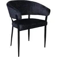 Lizzely Garden & Living SET DEAL: 6 stuks Eetkamerstoel Japandi met armleuning Ziva chenille zwart eetstoel zetel