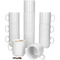 MamboCat Set van 12 EVENT stapelbare koffiemokken wit porselein 250 ml