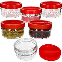 MamboCat Set van 6 voorraadpotten ORTES 1.5L met rood kunststof deksel - 17305322S