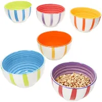 MamboCat Set van 6 SUMMER STRIPES steengoed granenkommen voor 6 personen - 24325618