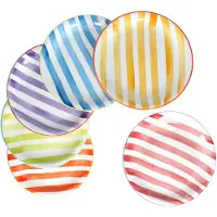 MamboCat Set van 6 SUMMER STRIPES dinerborden voor 6 personen gemaakt van steengoed - 24325634