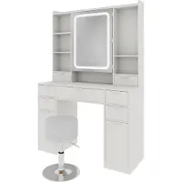 Vicco Solea Kaptafel – 105 cm met LED-spiegel en kruk Wit