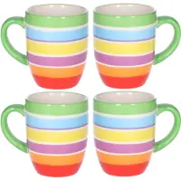 Secret De Gourmet Koffiemokken Curacao - 6x stuks - Keramiek - multi kleuren groen - 300 ml - 8 x 11 cm - Luxe uitstraling