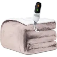 STAUS&BACH POWERNAP- Elektrische fleece warmtedeken - 1/2 persoons plaid/sherpa - 160x120 cm knuffeldeken - Wasmachine bestendig - Couverture chauffante - 3 warmtestanden - Bruin