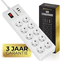 MostEssential Premium 13-Voudige Stekkerdoos - 2M Verlengsnoer – 230 V - Antislip - Wit