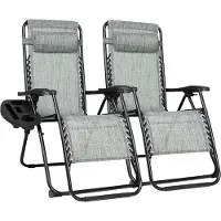 VAIVE Luxe Tuinstoelen Duoset - Verstelbare Tuinstoel en Ligstoel - 30°-90° Verstelbaar - Tuin - Metaal - Grijs