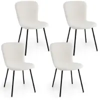 Costway Set van 4 eetkamerstoelen, gestoffeerde keukenstoelen met rugleuning, gestoffeerde stoelen zonder mouwen, zithoogte 49 cm, modern, stoel voor keuken, eetkamer, restaurant, metalen frame