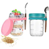Equivera Overnight Oats Potjes - Muesli Beker - Mason Jar - Havermout - Set - Must have voor jouw ontbijt