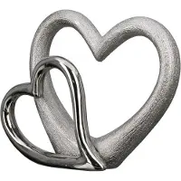 Gilde Handwerk - Beeld - Sculptuur - Two hearts - Porselein- Zilver