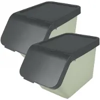 Sunware Sigma Home sorteer bak met deksel - 2x - afvalbak - groen - stapelbaar - 30L - 49 x 27 x 30 cm