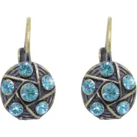 Behave – Dames oorhangers – Petrol blauw kristal – 1 cm – Vintage goudkleur