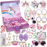 Equivera Adventskalender 2024 - Aftelkalender voor Meisjes - 24 Dagen Kerstkalender - Inclusief Haarsieraden, Haarspelden, Armbanden en Portemonnees - Perfect Kerstcadeau voor Meisjes