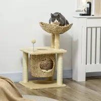 Merax Kleine Kattenboom 74cm - Met Kattenhol, Speelbal & Klimtoren, Geschikt tot 5 kg, Beige