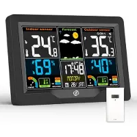 Equivera Weerstation Binnen en Buiten - Hygrometer - Thermometer - Digitaal voor Binnen en Buiten - Luchtvochtigheidsmeter - Geavanceerde Versie