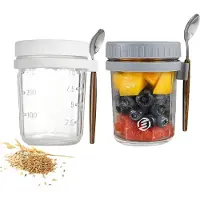 Equivera Overnight Oats Potjes - Muesli Beker - Mason Jar - Havermout - Set - Must have voor jouw ontbijt