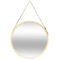5 Five Ronde wandspiegel Soho - met ophanglus - naturel - bamboe/glas - D50cm