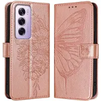 Mobigear Telefoonhoesje geschikt voor OPPO Reno 12 Pro Hoesje | Butterfly Bookcase Portemonnee | Pasjeshouder voor 3 Pasjes | Telefoonhoesje voor Pinpas / OV Kaart / Rijbewijs - Roségoud