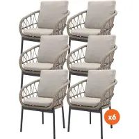 Van der Garde Tuinmeubelen Set van 6 - Julia dining tuinstoel - Antraciet