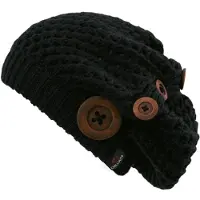 Chillouts beanie muts Nelly met knopen black in one size