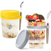 Equivera Overnight Oats Potjes - Muesli Beker - Mason Jar - Havermout - Set - Must have voor jouw ontbijt