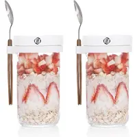 Equivera Overnight Oats Potjes - Muesli Beker - Mason Jar - Havermout - Set - Must have voor jouw ontbijt