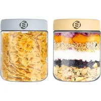 Equivera Overnight Oats Potjes - Muesli Beker - Mason Jar - Havermout - Set - Must have voor jouw ontbijt