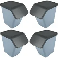 Sunware Sigma Home sorteer bak met deksel - 4x - afvalbak - blauw - stapelbaar - 40L - 49 x 27 x 45 cm