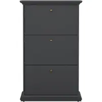 Ebuy24 Venedig schoenenkast met 3 klepdeuren mat grijs.