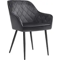 Mazazu - Eetkamerstoelen - Set van 6 - Metalen Poten - Fluwelen bekleding - Grijs - 62.5x60x85