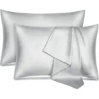 BOTC Kussensloop - Glans Satijn - Set van 2 - 51x76cm - Anti allergeen - Huidverzorging - Haarverzorging - Grijs