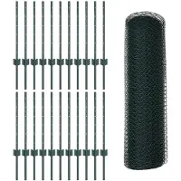 vidaXL zeshoekig gaasgek met palen 50 x 0,5 m PVC-Coated Staal Groen