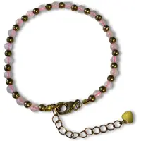 Ruben Robijn Ibiza love armband Roze kwarts goudkleur