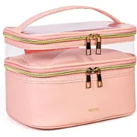 BOTC Toilettas - Make-up tasje - Toilettas - 2 lagen - Met handige vakjes - Cosmetica organizer - Toilettas Maat - Toilettas Etui - Roze